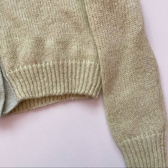 SOLD YesStyle V-Neck Two-Tone Green Knit Button-Up Trendy Cardigan - Picture 15 of 16